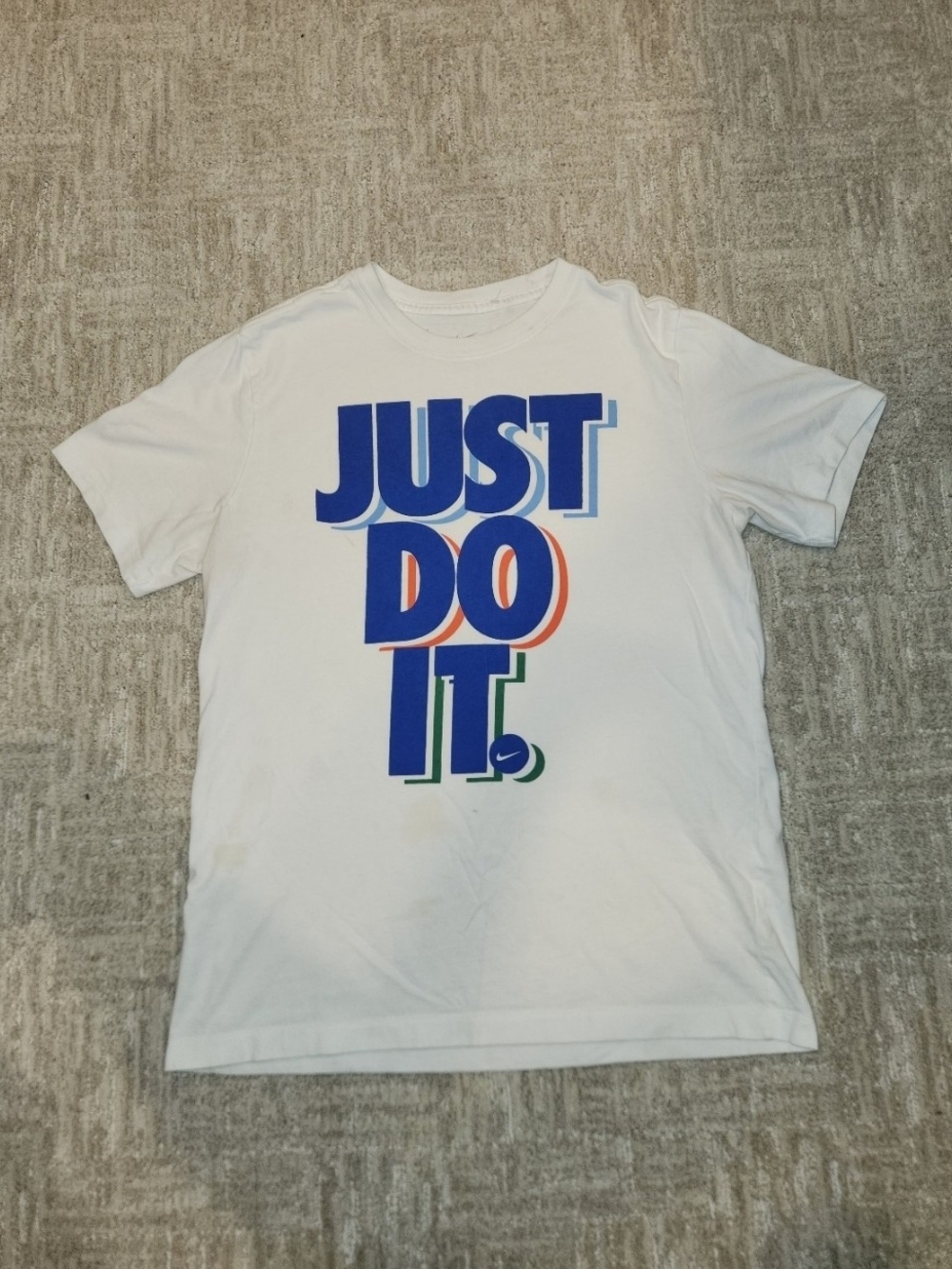 Vintage Y2K Style Nike Just Do It White And Blue Graphic T-shirt Mens Size Mediu
